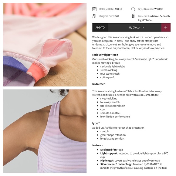 EUC Lululemon Wild Tank Pale Purple & Neon Orange - Picture 6 of 8